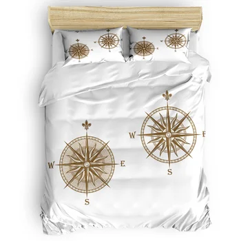 

Retro Compass Abraham Birthday 4 Pcs Comforter Cover Set 3 Piece Bedding Sets 4 Piece Bedding Sets Quilt Bedding Set