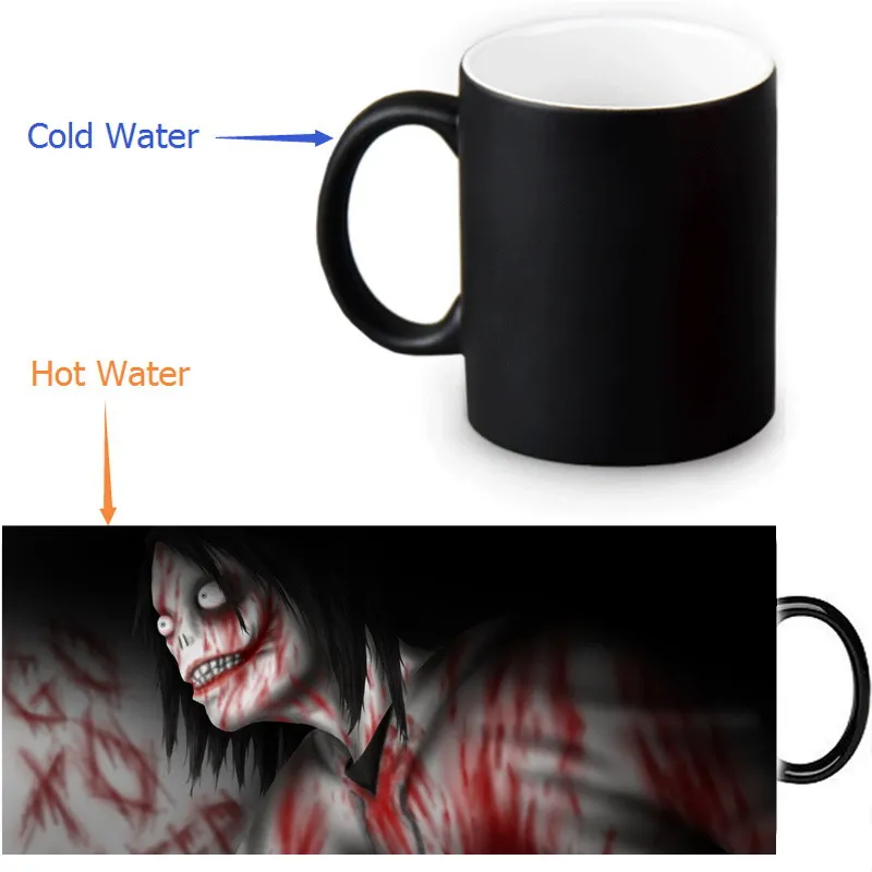Керамическая кружка для чая Jeff The Killer 12 унций меняющая цвет Термочувствительная