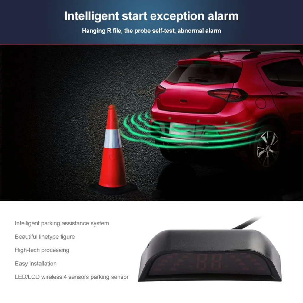 2017 Car Styling Parking Sensor Reducing Blind Zone Reversing radar Intelligent Assistance System LED/LCD Wireless 4 Sensors hot