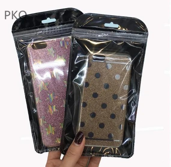 Free Shipping Clear/Black Small Plastic Bag Zipper Gift Bags For Phone