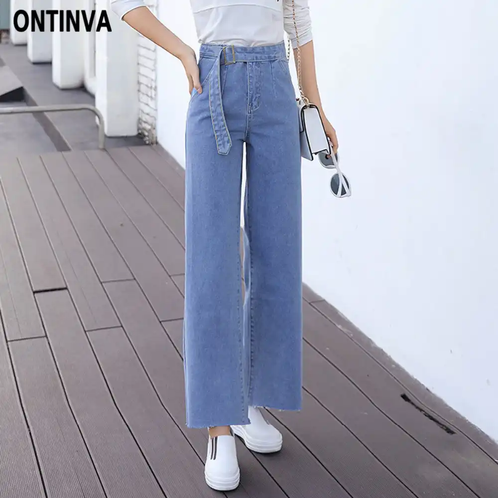 wide leg jeans with belt