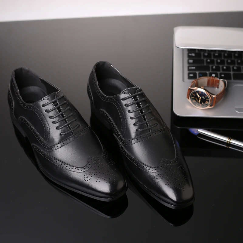 DESAI Элитный бренд Модные кожаные Для мужчин платье в деловом стиле Лоферы острым черная обувь оксфорды дышащие формальные свадебные туфли