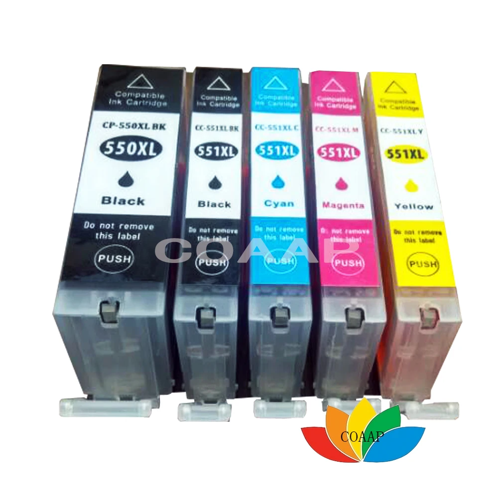 

5x Compatible PGI 550 CLI 551 ink cartridge for Pixma IP8750 IX6850 MG5450 MG5550 MG5655 MG6350 MG5650 MG7150 MX725 printer