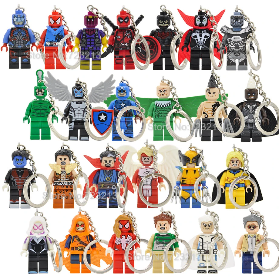 

Single Sale Marvel Super Hero Stan Lee Figure Spider Gwen Keychain Sentry Vulture Atom Spawn Scorpion Building Block Models Toys