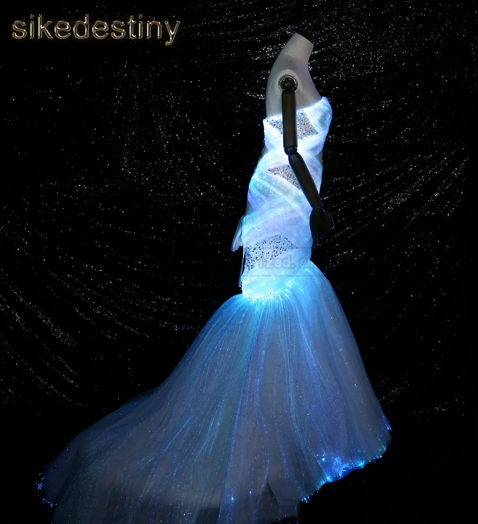 Ночные светильники светящиеся оптоволоконные Свадебные платья светящийся в темноте умный мобильный приложение управляемый переменный Цвет Сияющий с музыкой