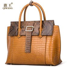 Qiwang Brand Luxury leather Lady Handbags Designer Tote Bag High Quality Genuine Leather Handbags Women Fashion Shoulder Bags Qiwang Brand Luxury leather Lady Handbags Designer Tote Bag High Quality Genuine Leather Handbags Women Fashion Shoulder Bags