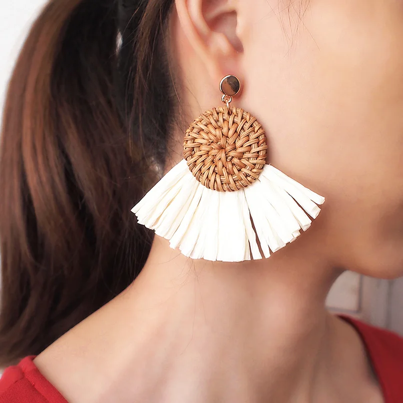 Buy MANILAI Oversized Raffia Knit Straw Rattan Stud