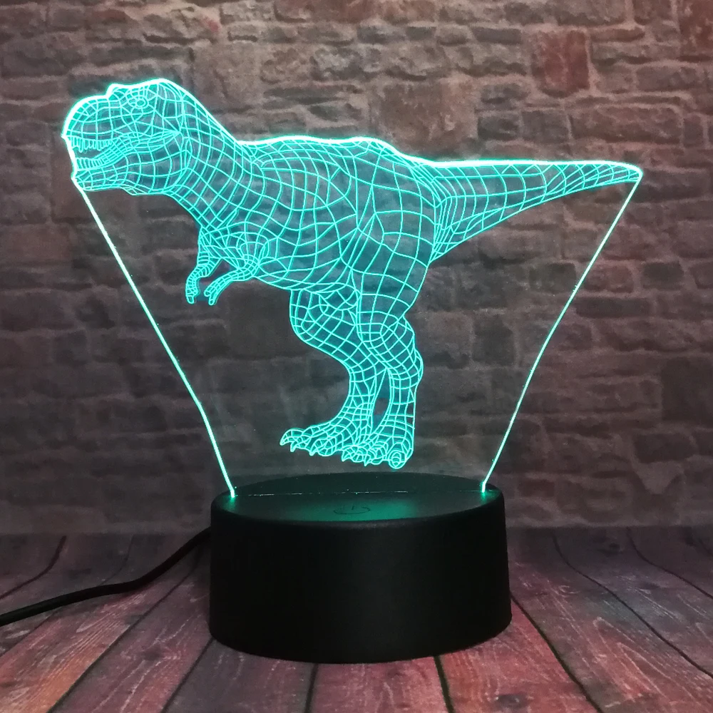 Властный 3D Тираннозавр Рекс Динозавр Дракон Парк Юрского периода 7 цветов Изменение ночной Светильник для мальчиков украшения в спальню подарки на день рождения