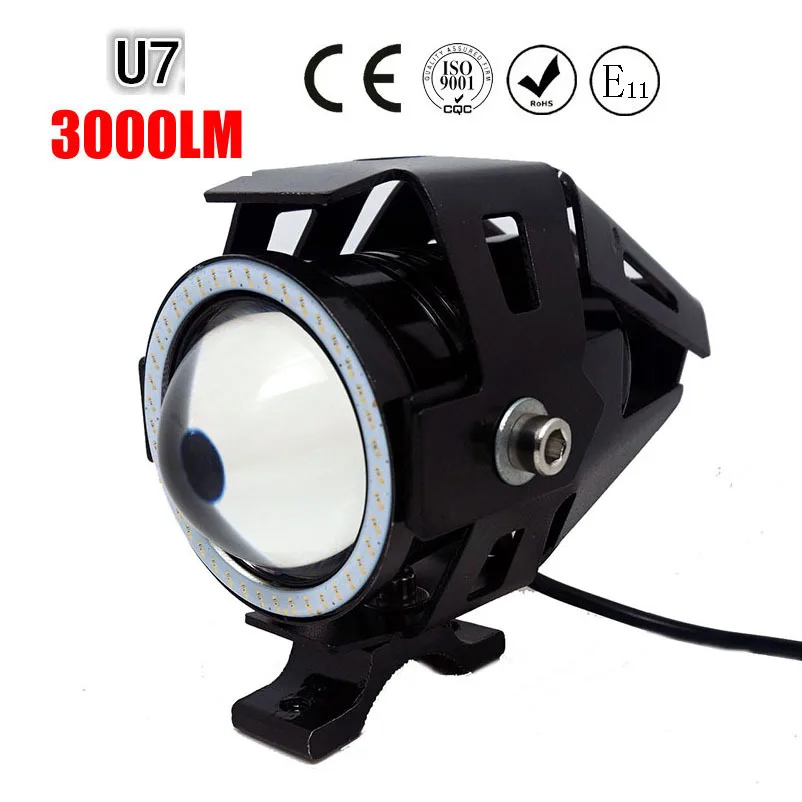 

1PCS 125W Motorcycle Headlight 3000LMW Upper Low Beam & Flash LED U5 U7 LED Moto Driving Fog Spot Head work Light Lamp