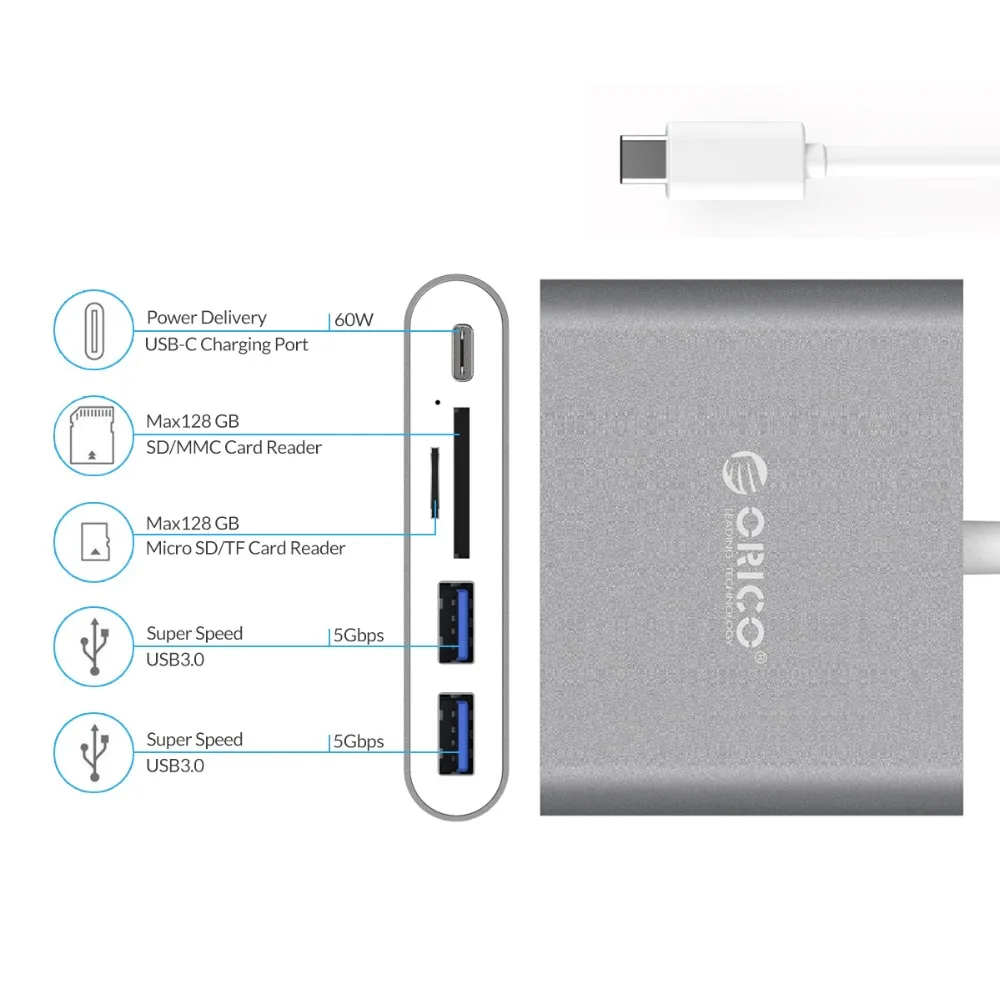 ORICO USB HUB Кабель-Переходник USB C на HDMI RJ45 VGA Тип-C PD адаптер для Mac/samsung Galaxy/huawei Тип C USB 3,0 концентратор