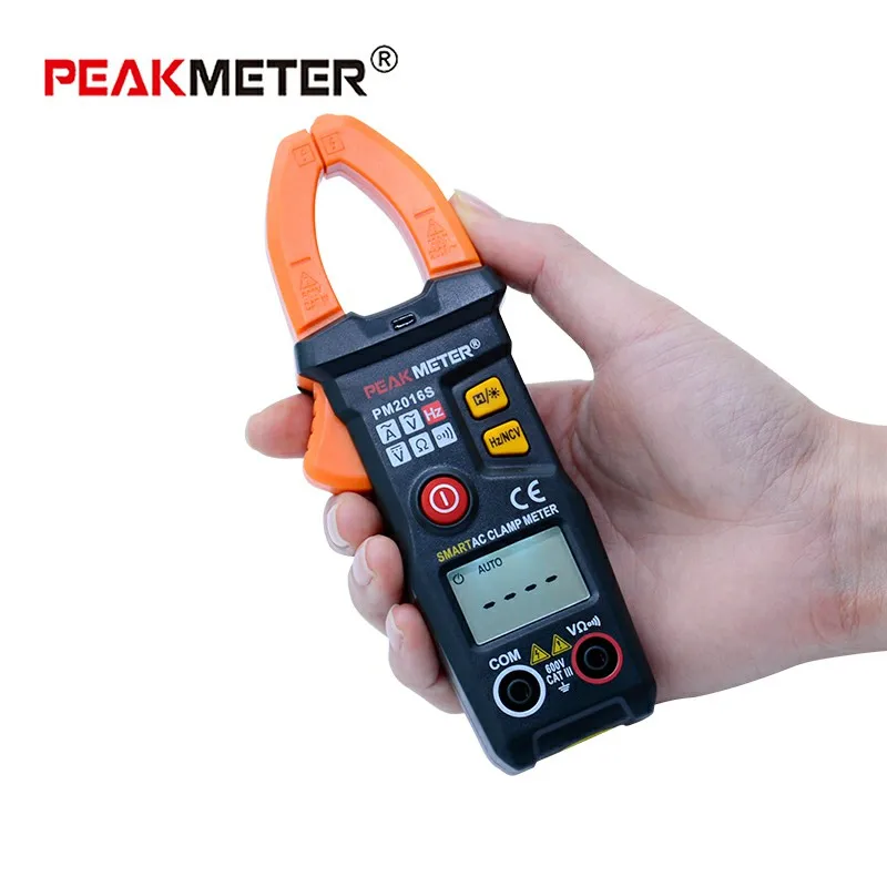 PEAKMETER PM2016S умный мини цифровой AC клещи мультиметр с сопротивлением частоты удержания данных NCV тестер