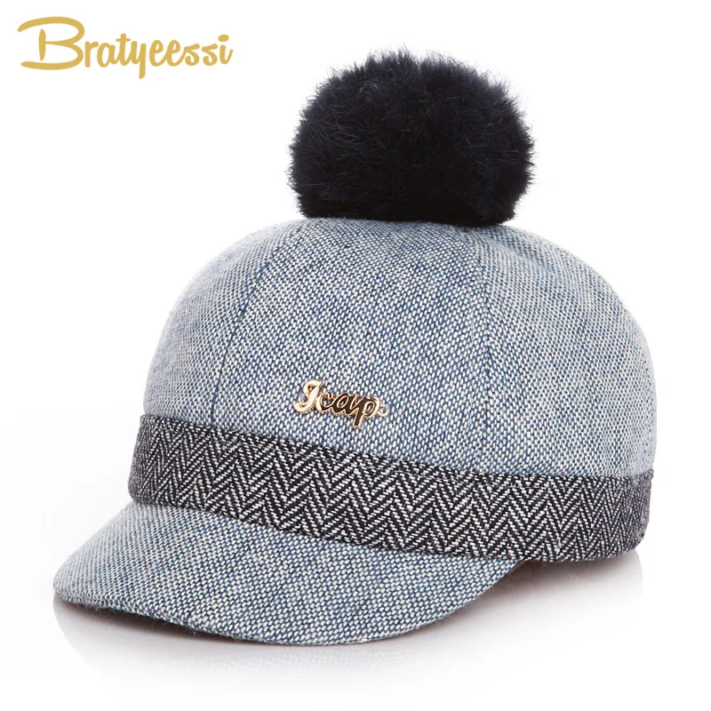 

Fashion Child Cap Autumn Winter Woolen Baby Hat with Detachable Fur Ball for 1-6 Years 4 Colors