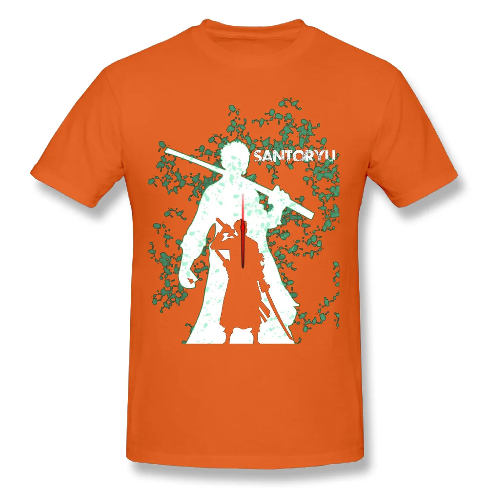 Футболка с принтом «Roronoa Zoro» для мальчиков; цельнокроеные футболки в стиле хип-хоп с короткими рукавами - Цвет: Оранжевый