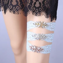 Синий цветок кристалл аппликация пикантные кружево комплект свадебной подвязки невесты ног Подвязки Пояс ручной работы