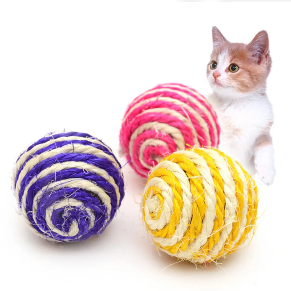 

Color Random Pet Cat Toy Sisal Ball Kitten Teaser Playing Chew Scratch Catch Toy Diameter 5cm