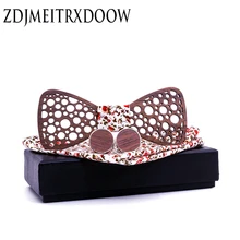 Из полой древесины модные галстуки-бабочки для мужчин свадебные костюмы деревянная бабочка-бабочка форма Bowknots Gravatas узкий галстук комплект запонок