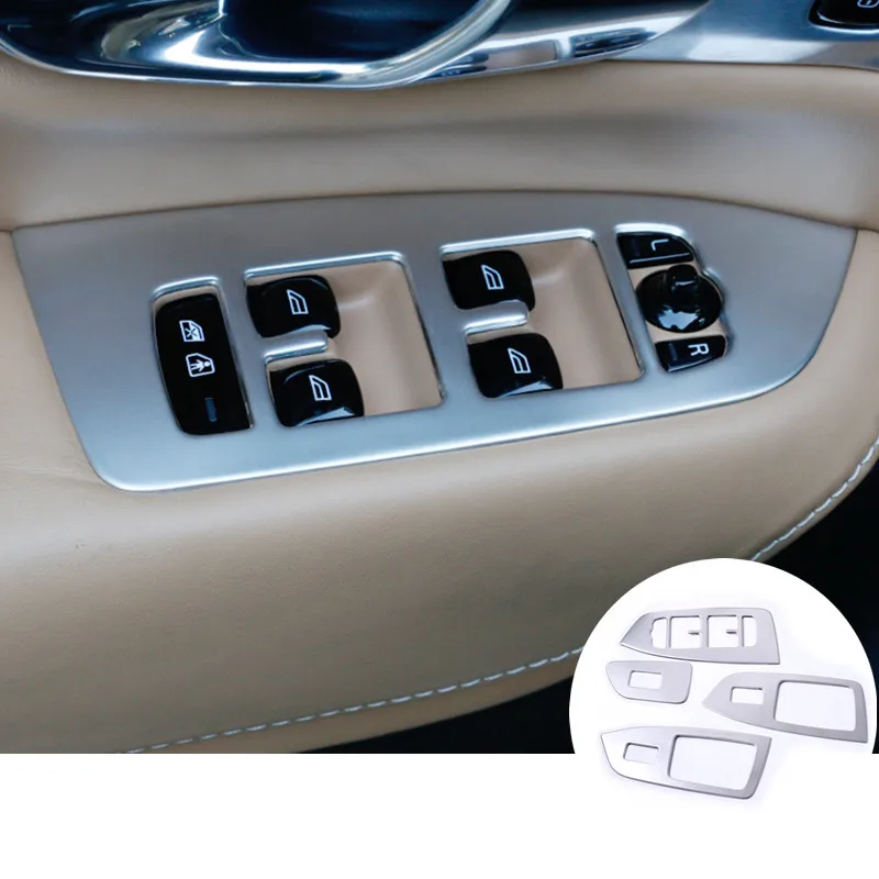 Stainless Car Door Armrest Window Switch Cover 4pcs For VOLVO XC90 2016