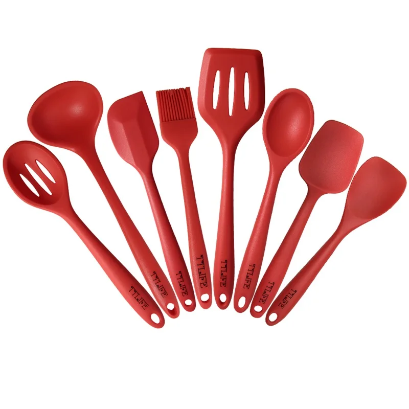 TTLIFE 8PCS Approved Silicone Cooking Tools Silicone Kitchen Utensils Set in Hygienic Solid
