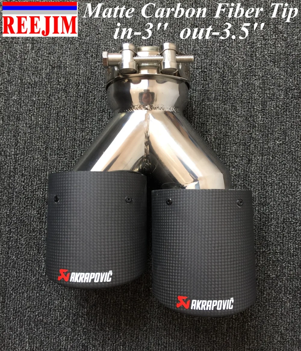 

REEJIM Akrapovic exhaust Car Carbon Exhaust Tip exhaust pipe muffler tip Inlet 76mm( 3") Onlet 89mm (3.5") car-styling