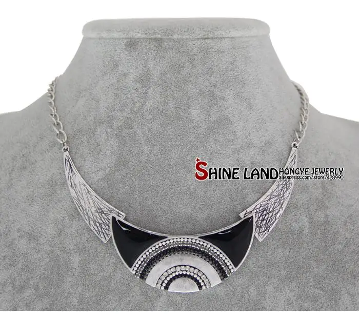 Shineland Collares новые модные женские этнические эмалированные бусы в форме Луны колье массивное ожерелье с подвеской Золотое ювелирное изделие