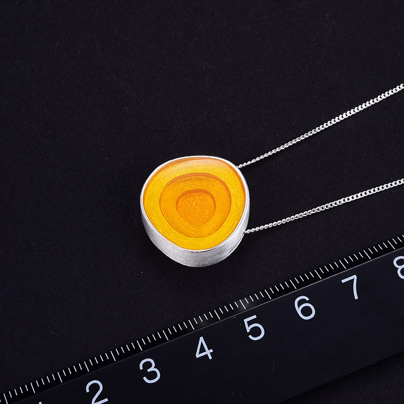 Lotus Fun Real 925 Sterling Silver Minimalism Style Fine Jewelry Geometric Near Round Design Epoxy Pendant without Necklace - Image 4