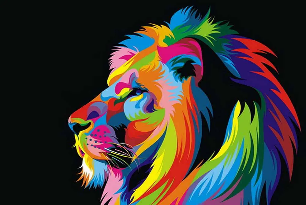 Envío Gratis! pinturas al óleo lienzo abstracto león animales coloridos