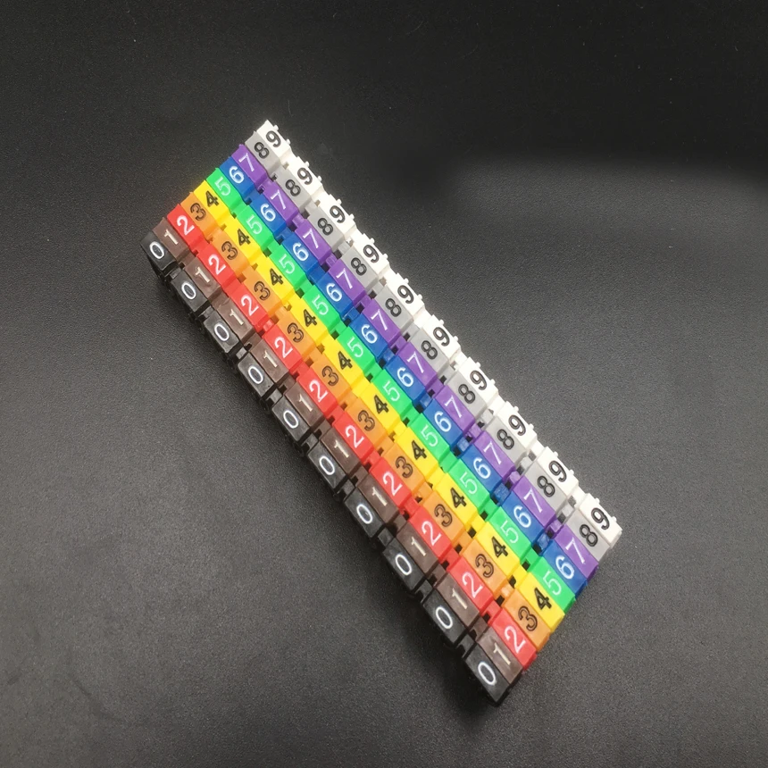 

1 2 3 4 (brown, red, orange, yellow)4mm2 Arabic Numerals M Type CAT 6 Clip Network Ethernet Wire Number Label Tube Cable Marker