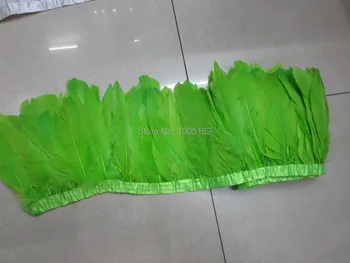 

Free shipping 10 meters lime green Goose Feather trimming fringe goose feather trim feather fringe 6-8" in width for decor