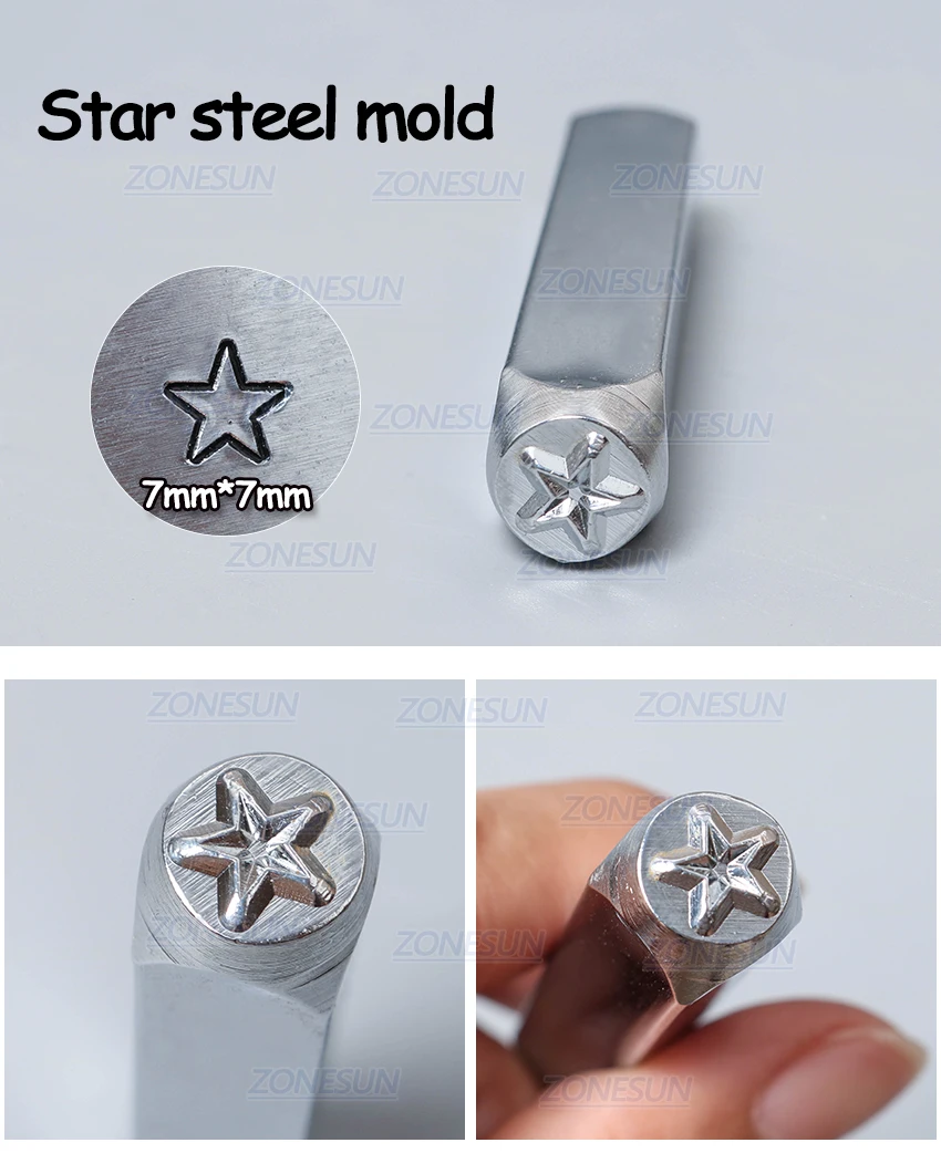 ZONESUN звезда ювелирные изделия штампованная металлическая Алфавит логотип стальные штампы для тиснения инструмент для маркировки штамповка для золотого кольцо браслет ожерелье