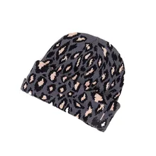 Леопардовый берет для женщин Девушка индивидуальность с капюшоном шерсть теплые вязаные шапочки для дам шляпа зимние шапки для женщин хлопок печати