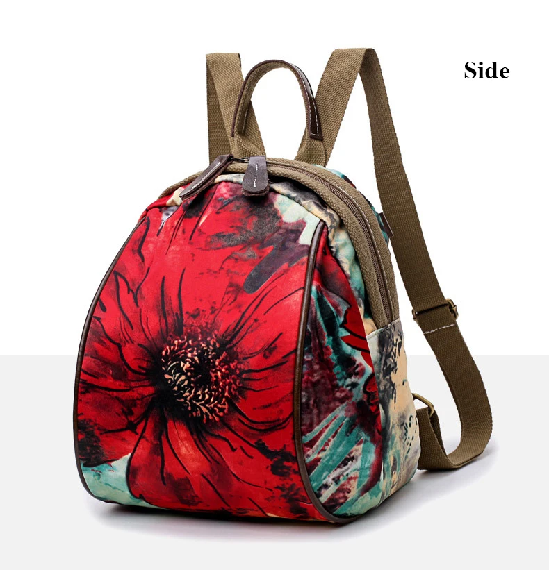 2018 Горячие Для женщин Цветочный рюкзак Винтаж Национальный стиль Рюкзаки красный/зеленый цветок Сумки на плечо для Обувь для девочек