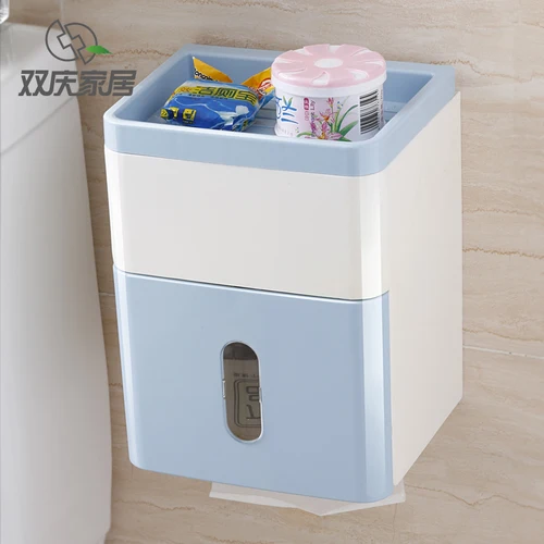 Белый многофункциональный держатель для туалетной бумаги для ванной комнаты, диспенсер для туалетной бумаги для мобильного телефона, розовая коробка для салфеток - Цвет: Синий