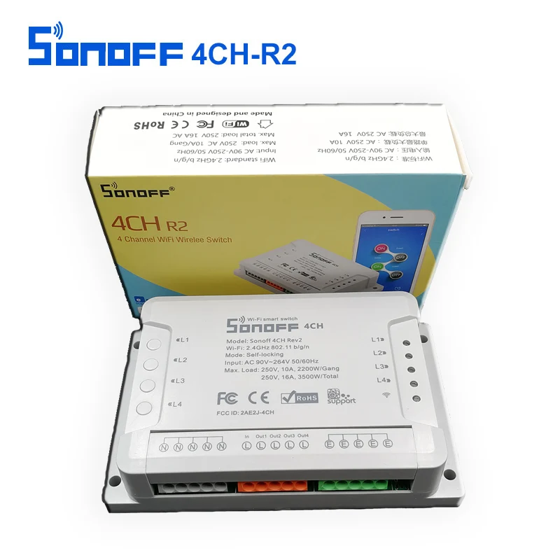 Smart WIFI Switch Sonoff 4CH R2 4 Gang 4 way wireless Switches Din Rail
