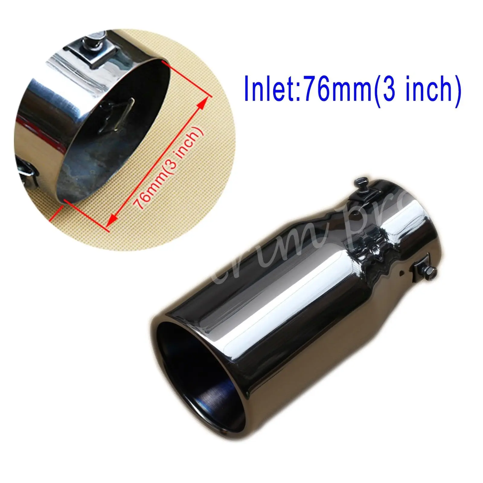 Steel Universal 76mm 3 Inch Inlet Tail Muffler Exhaust Rear Pipe End