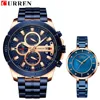 CURREN Top Brand Luxury Lovers Watches Full Steel Men Women Quartz Couple Watch Set Fashion Couple Watches For Lovers 5