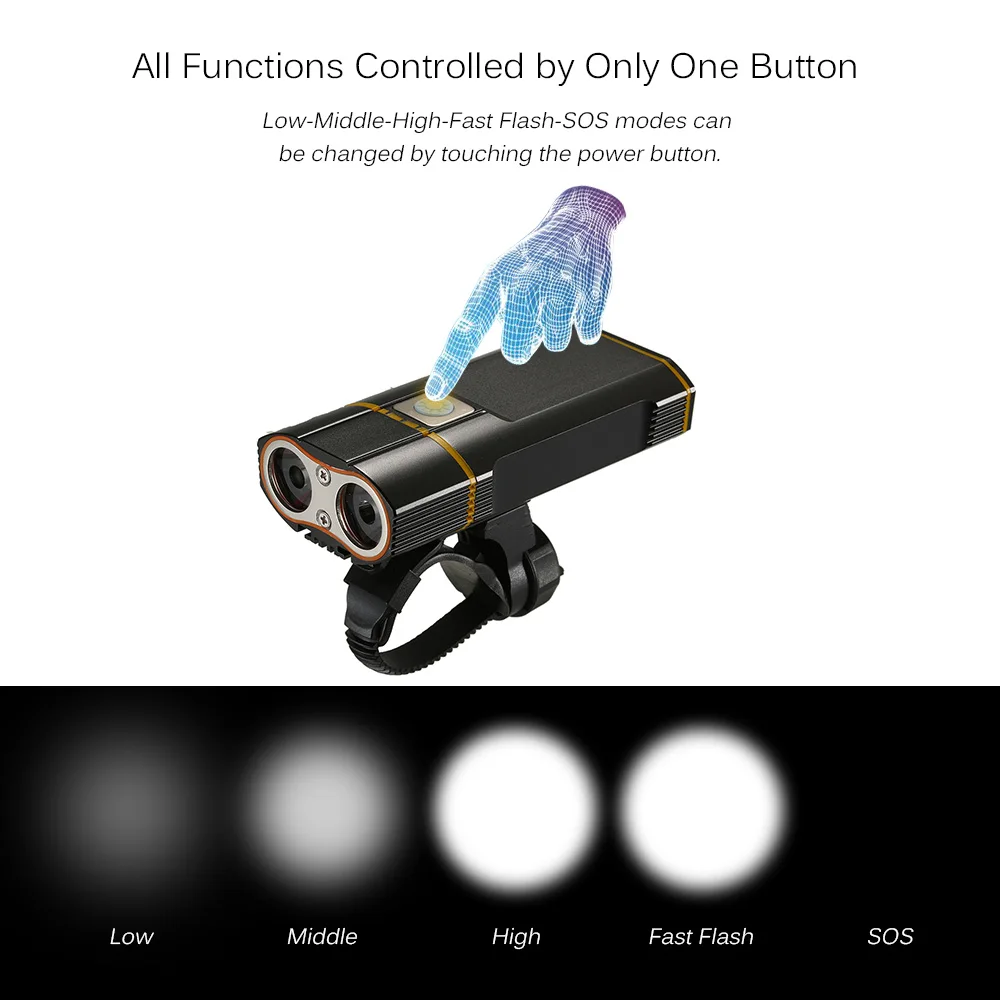 Top USB Rechargeable Bike Light 800LM MTB Safety Flashlight LED Bicycle Front Handlebar Lights Luces+Mount Holder Cycle Accessories 4