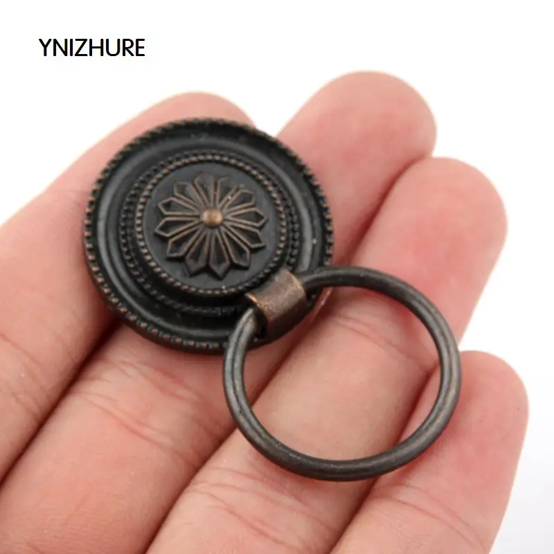 YINZHURE 30pcs 30mm Ring style single hole antique bronze knob zinc alloy furniture cabinet antique handle drawer pull YINZHURE 30pcs 30mm Ring style single hole antique bronze knob zinc alloy furniture cabinet antique handle drawer pull