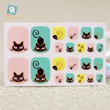 Y5538/2016 Unique New Brand Super Cute Black Cat Toe Nail Art Wraps Sticker Feet Nail Art Sticker Pink Blue