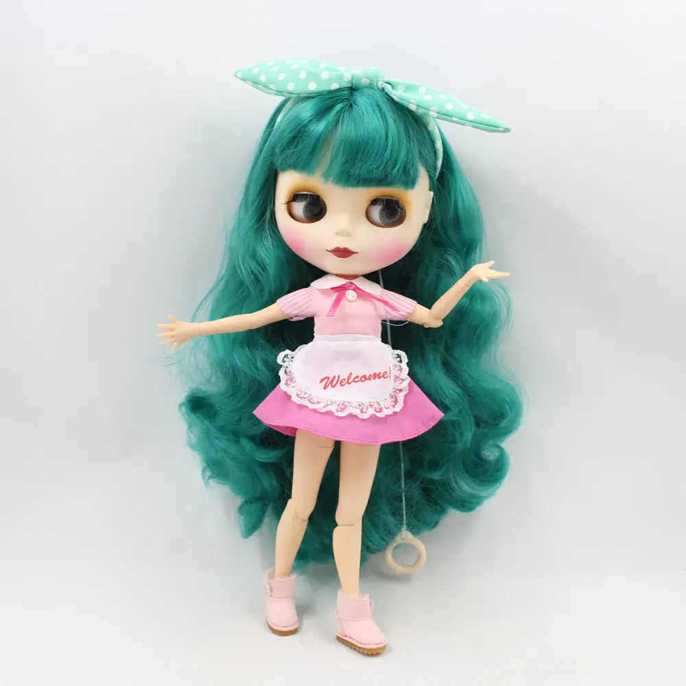 Кукла Blyth ICY DBS с обнаженными суставами зелеными вьющимися волосами и матовым