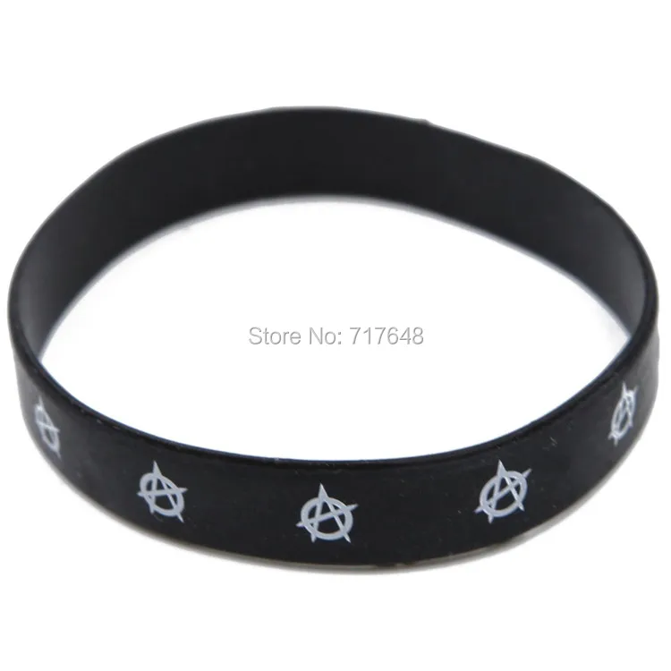 

200pcs Black Anarchy wristband silicone bracelets free shipping by FEDEX