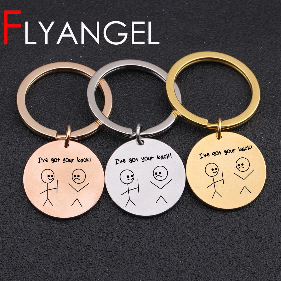 

Creative Stick Figure Key Chains Engraved I've Got Your Back Keyring Gift To Colleagues Best Friends Keys Holder Jewelry Key Tag
