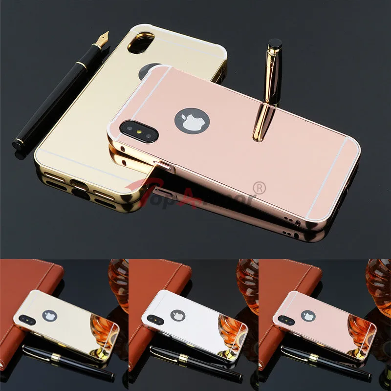 Mirror Phone Case For iPhone 5C 5 5S SE 6 6S 7 8 X Plating Aluminum Frame+Mirror Back Cover Plus Coque | Мобильные телефоны и