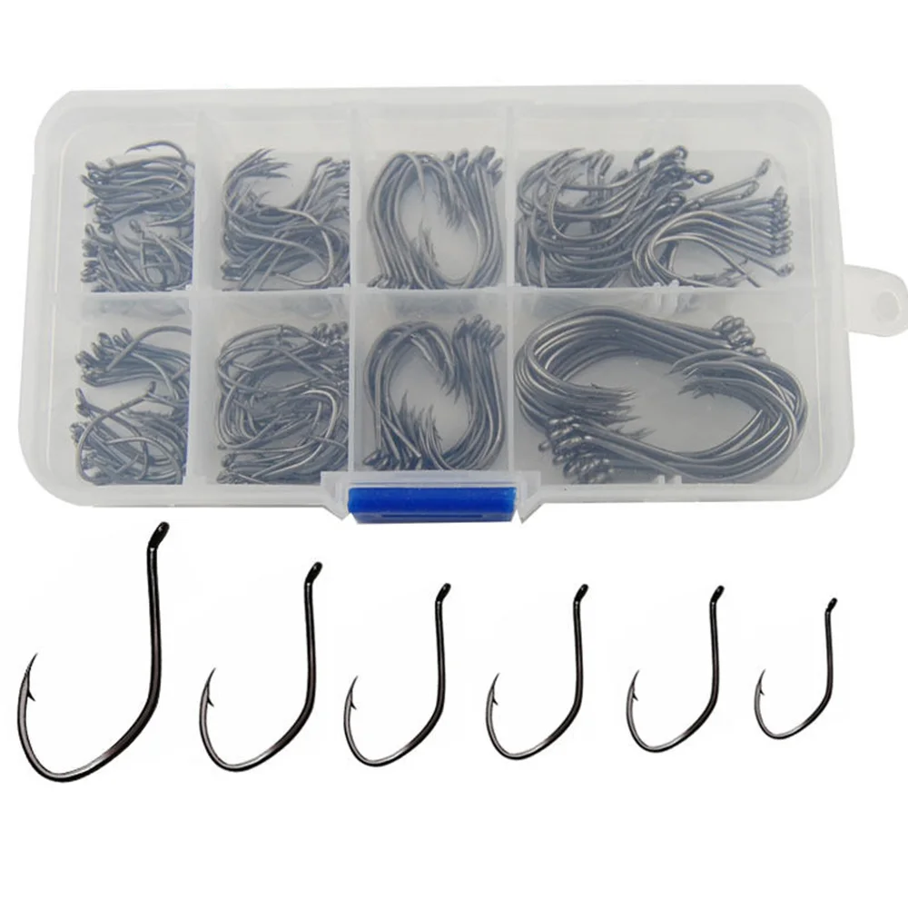 

Hyaena 180pcs/Box Sharpened Sport Circle Hook Cat Fish Catfish Fishing Hooks Black Fishhook High Carbon Steel