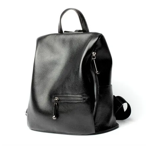 FoxTail& Lily коровья кожа Мода Рюкзак Сумка Женская Роскошная брендовая дизайнерская натуральная кожа школьные рюкзаки для девочек - Цвет: Black