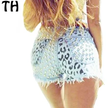 2016 Irregular Hot Summer Jeans Shorts Women Tassel Ripped Rivet High Waist Jeans Femme Sexy Denim Short Feminino #160316