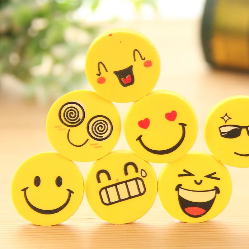 32 pcs/Lot Smile face Erasers rubber for pencil kid funny cute