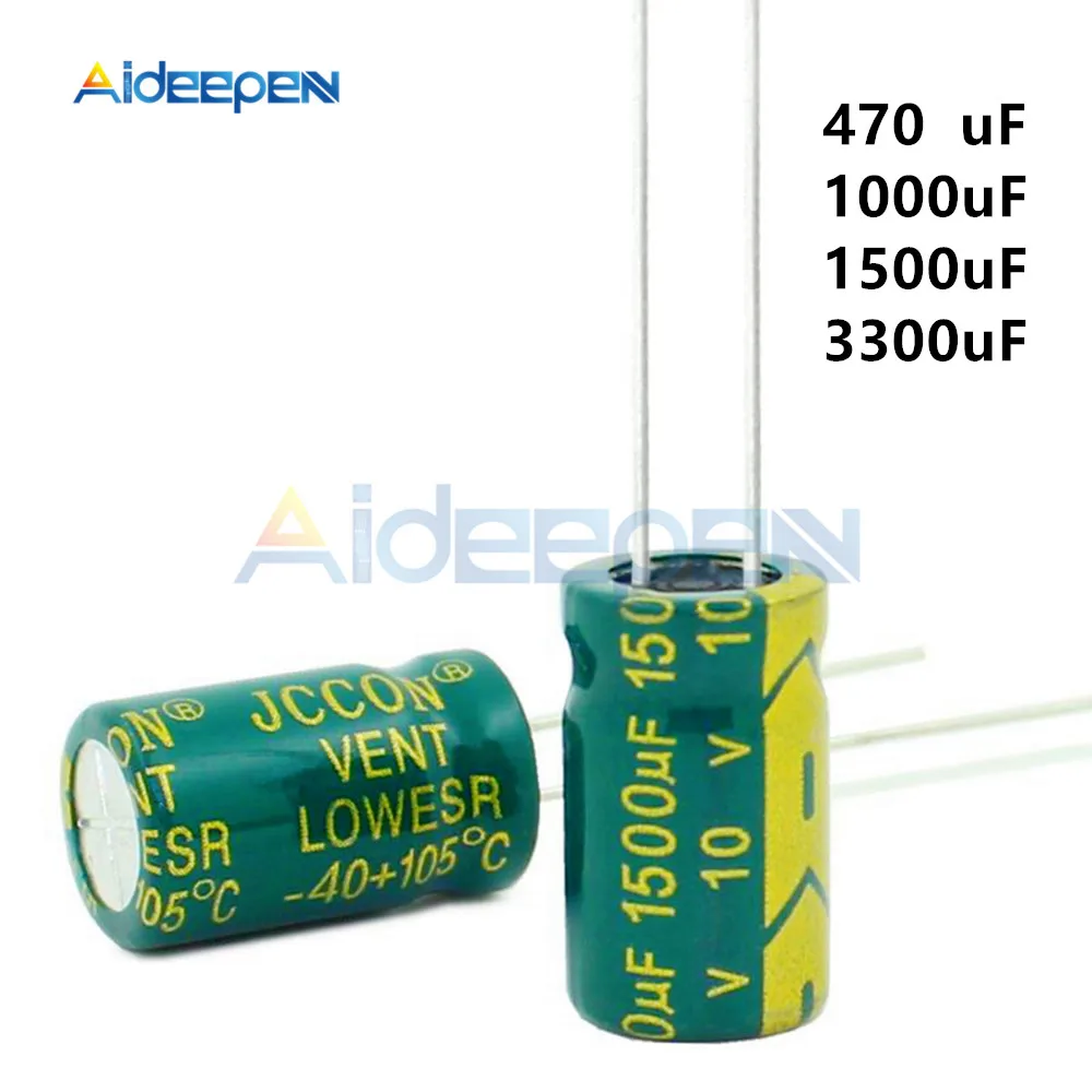 

20pcs 50pcs 10V Low ESR High Frequency Aluminum Capacitor 470UF 1000UF 1500UF 3300UF