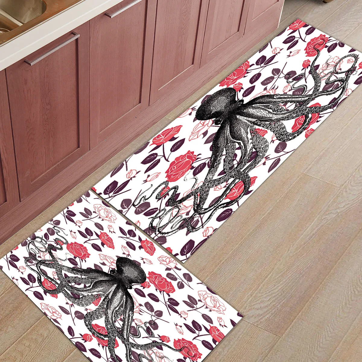 2 шт./компл. Красный осьминог картина маслом дверные коврики Входная ...