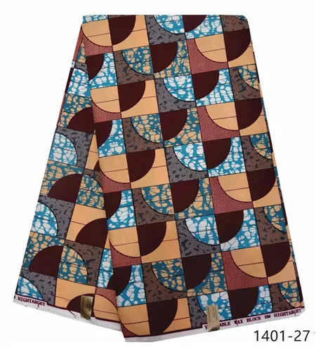 Анкара ткань лучшее качество настоящий java воск 6 ярдов африканская набивная ткань полиэстер Нигерия свадебное платье 1401-19 - Цвет: 1401-27