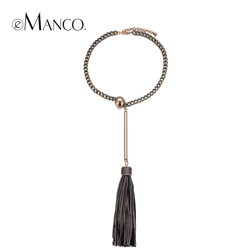 

eManco Simple Vintage Bohemia Tassel Chain Collar Statement Necklace & Pendant for Women Copper Coffee Jewelry